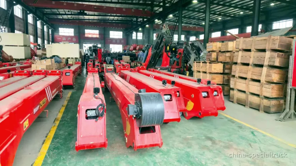 Spare parts stock and packing area for truck mounted crane after-sales support