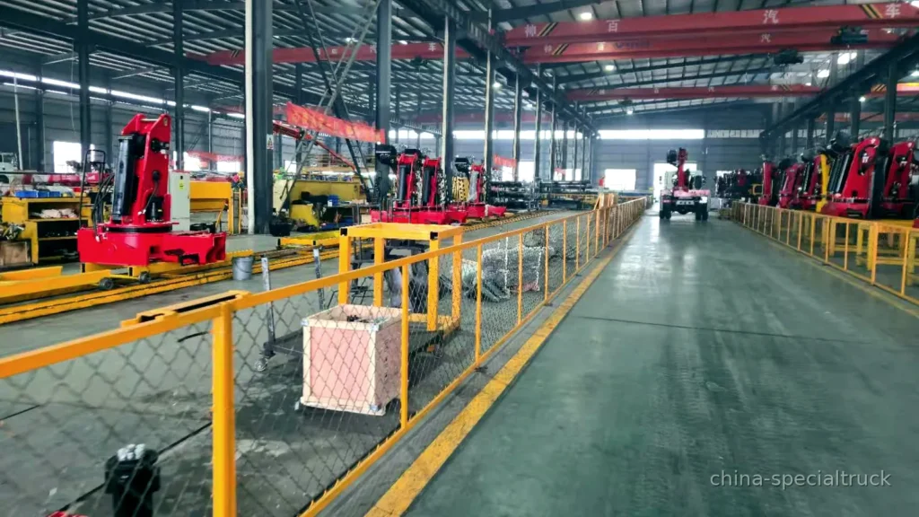 Truck mounted crane production workshop for build-to-order configurations