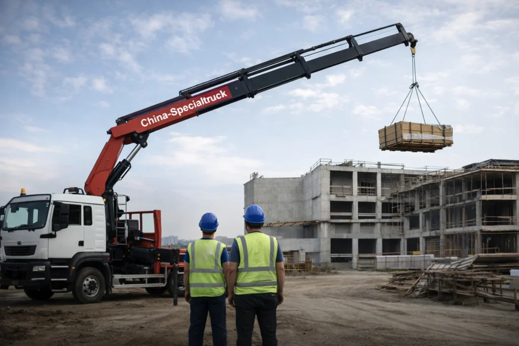 Truck mounted crane applications on construction site