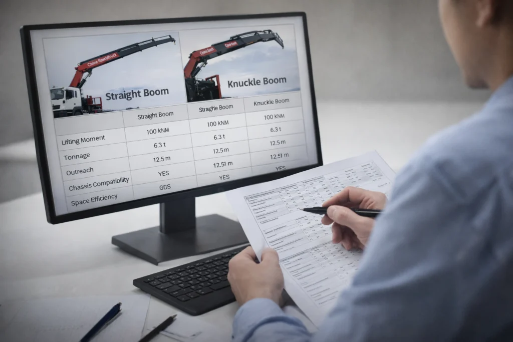 How to choose straight boom vs knuckle boom truck crane