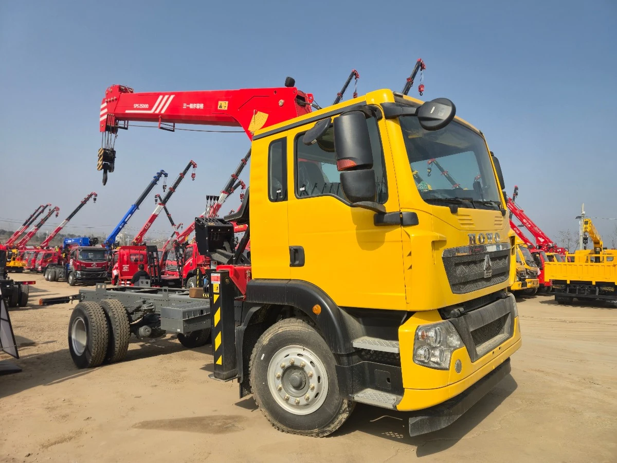 HOWO 4x2 Palfinger 10 Ton Straight Boom Truck Mounted Crane 2